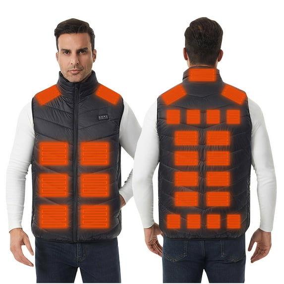 Arnsht (M-7XL) Plus Size Men's and Women's 27-Zone Four-Control USB Heating Jacket Intelligent Heating Vest Winter Coat Black 5XL