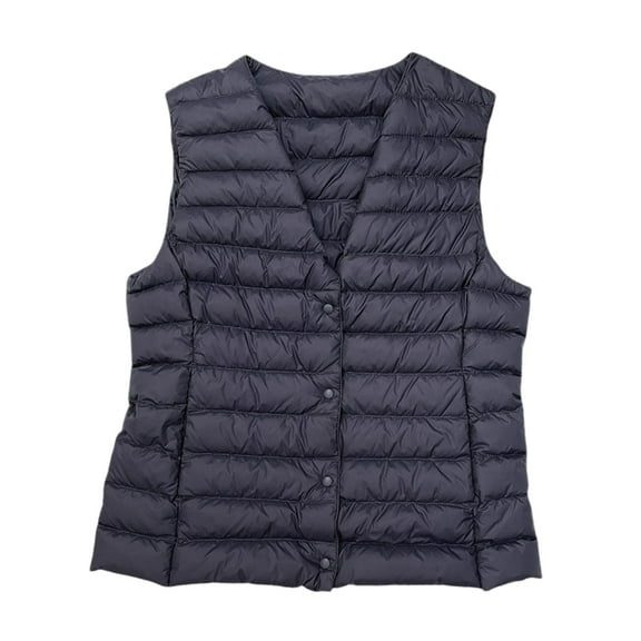Arnsht (M-XXXXL) Plus Size Women's Puffer Vest Lightweight Zip Pockets Puffy Vests Sleeveless Quilted Padded Outerwear Blue M