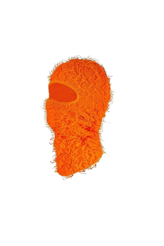 Men Women Winter Distressed Balaclava Knitted Cool Full Face Ski Windproof Mask Orange Free Size