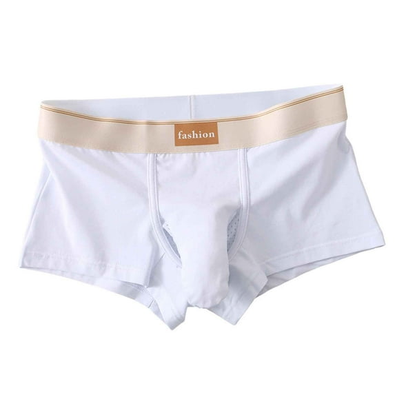 Arnsht Men's Cotton Underwear Trunk Soft Comfort Breathable Mesh Bulge Pouch Boxer Briefs White S