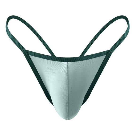 Arnsht Men's Fashion Sexy Erotic Panties Stretchy Low Waist Solid Color Triangle Panties Underwear Breathable Thong Briefs Green M
