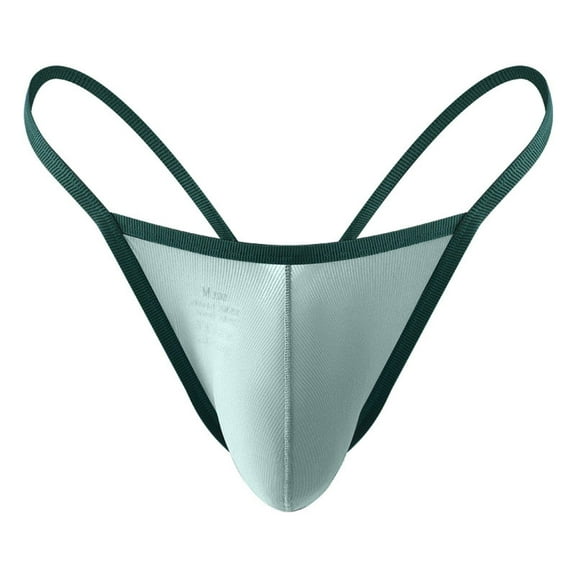 Arnsht Men's Fashion Sexy Erotic Panties Stretchy Low Waist Solid Color Triangle Panties Underwear Breathable Thong Briefs Green XL