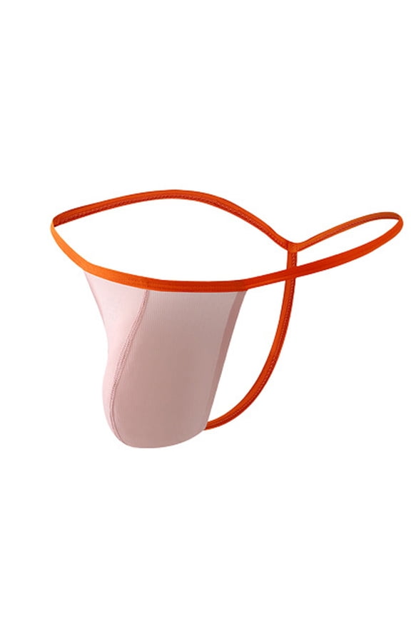 Men's Fashion Sexy Erotic Panties Stretchy Low Waist Solid Color Triangle Panties Underwear Breathable Thong Briefs Pink XXL