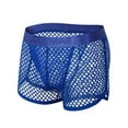 thumbnail image 1 of Arnsht Men's Fashion Solid Mesh Boxer Briefs Hot Low Waist Sexy Uderwer Breathable Fishnet Trunks Blue XL, 1 of 2