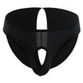 thumbnail image 1 of Arnsht Men's Hole in Front Thongs Lingerie Bulge Enhancing Thong G-String Underwear Pouch Soft Stretch T-Back Underwear Black S, 1 of 8