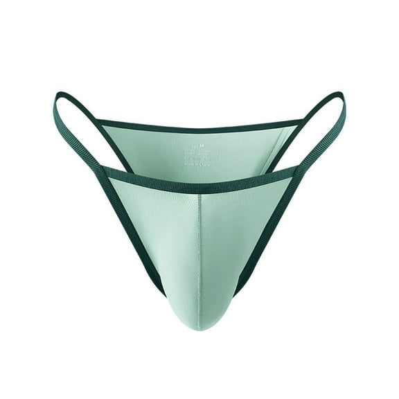 Arnsht Men's Ice Silk Bulge Pouch Breathable Comfort Mesh Stretch Low Waist Solid Color Underwear Triangle Briefs Underpanties Green L