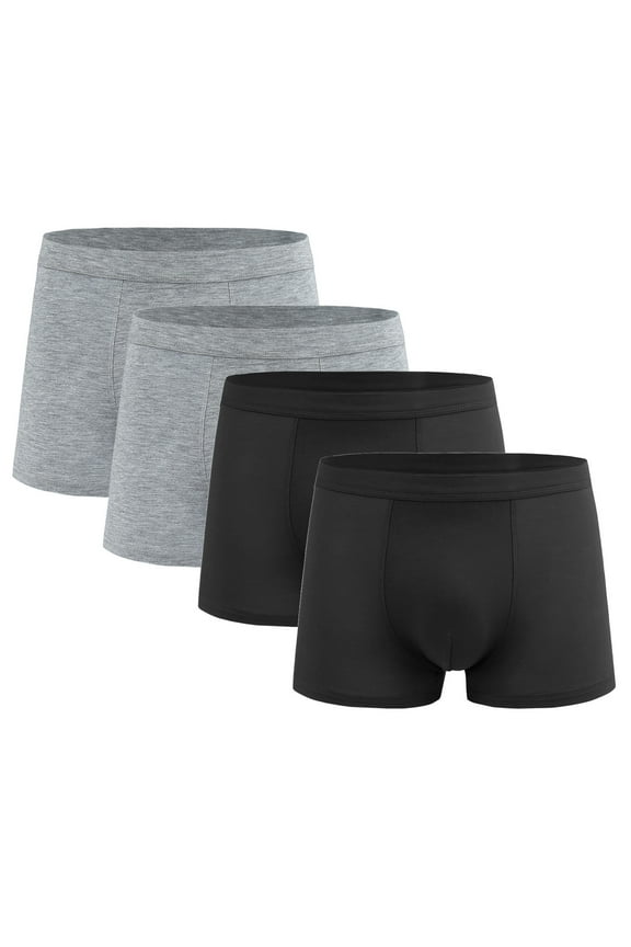 Men's Plus Size Cotton Underwear Soft Comfort Breathable Modal Boxer Briefs 4 Pack Solid Color Simple Everyday Underpants Multicolor L