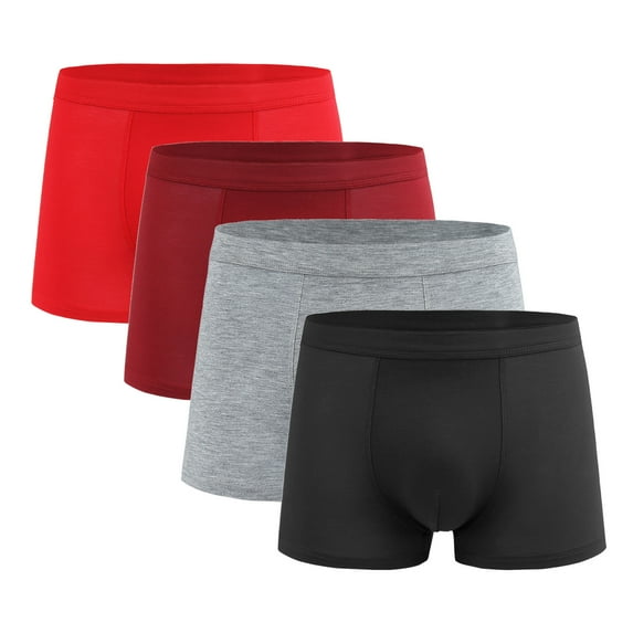 Arnsht Men's Plus Size Cotton Underwear Soft Comfort Breathable Modal Boxer Briefs 4 Pack Solid Color Simple Everyday Underpants Multicolor L