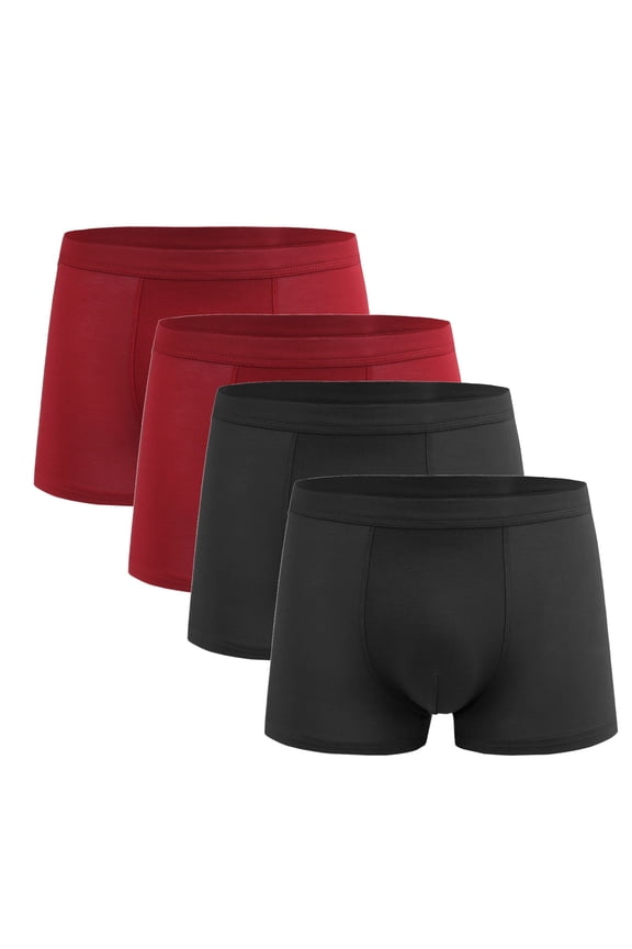 Men's Plus Size Cotton Underwear Soft Comfort Breathable Modal Boxer Briefs 4 Pack Solid Color Simple Everyday Underpants Multicolor L
