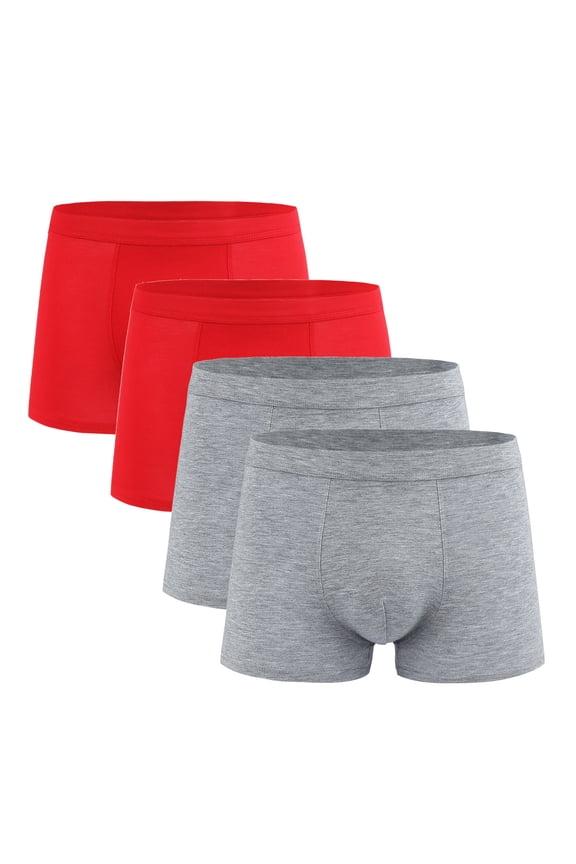 Men's Plus Size Cotton Underwear Soft Comfort Breathable Modal Boxer Briefs 4 Pack Solid Color Simple Everyday Underpants Multicolor XXXXL
