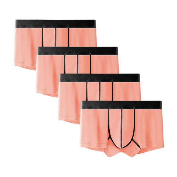 Arnsht Men's Plus Size Daily Underwear Boxer Briefs Cotton Stretch Moisture-Wicking Soft Comfortable Breathable Underwear Pink XL