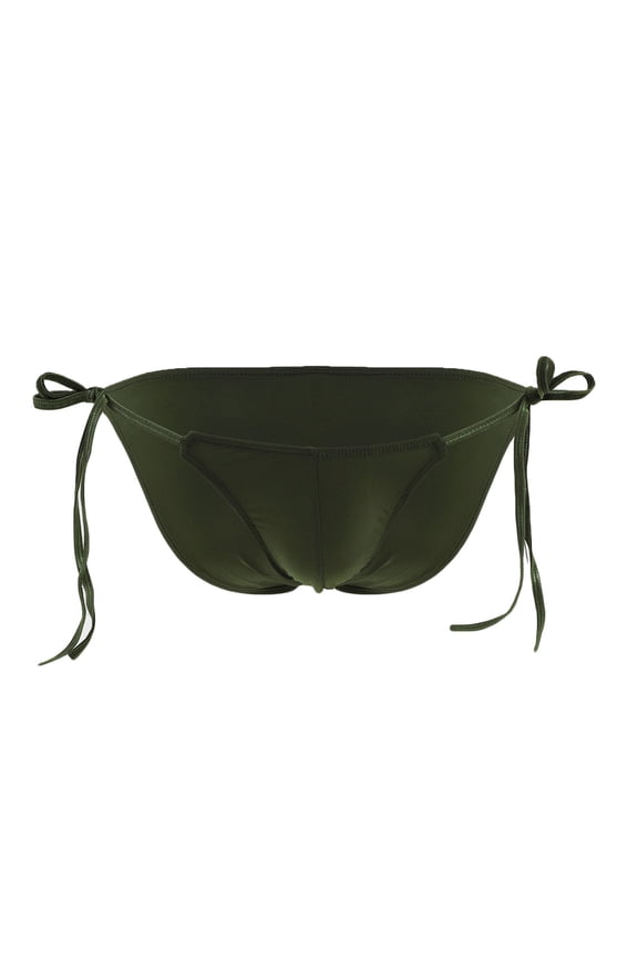 Men's Sexy Erotic Thong Low Rise G-String Pouch Soft Breathable T-Back Underwear Bikini Army Green Free Size