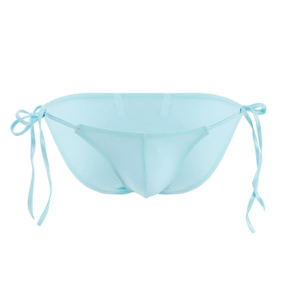 Arnsht Men's Sexy Erotic Thong Low Rise G-String Pouch Soft Breathable T-Back Underwear Bikini Blue Free Size