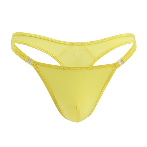 Arnsht Men's Sexy Erotic Thongs Low Rise Bulge Pouch T-Back Underwear Breathable Yellow Free Size