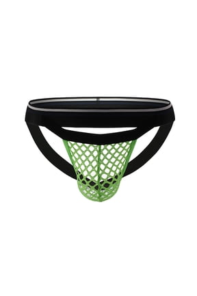 Men's Sexy Mesh Jockstrap Low Rise Underwear Jock Trendy Strap Green L