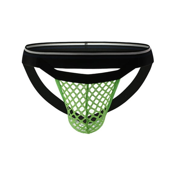 Arnsht Men's Sexy Mesh Jockstrap Low Rise Underwear Jock Trendy Strap Green M