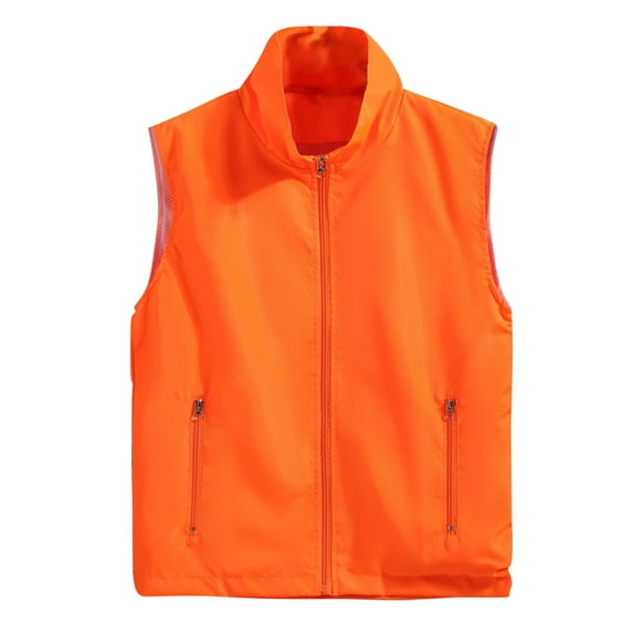Arnsht Men's Summer Plus Size Lightweight Golf Vest Outerwear with Pockets Softshell Sleeveless Vest for Running Hiking Sports Orange XXXL