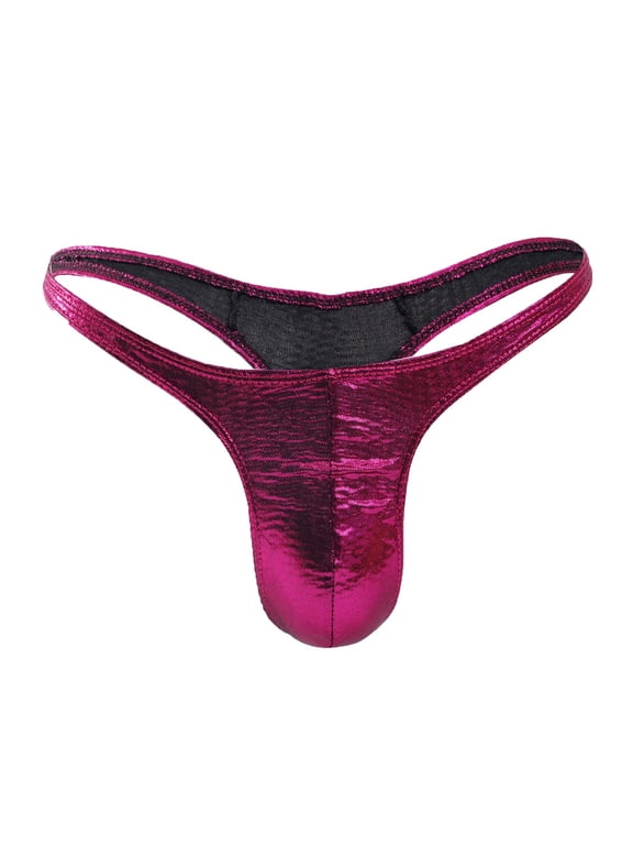 Men's T-string Underwear Sexy Bikini Briefs No Show Thong Panties Lingerie G-string Pouch Low Waist Cut Out Breathable Purple Free Size