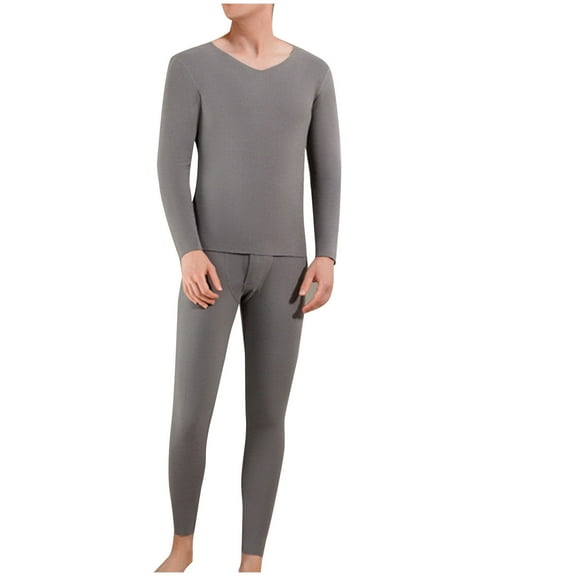 Arnsht Men's Thermal Underwear Long Johns Set with Fleece Trendy Lined Gray L