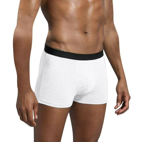 Arnsht Men's Underwear Cotton Soft Breathable Comfortable Boxer Long Athletic Solid Men's Briefs White S
