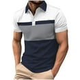 thumbnail image 1 of Arnsht Mens Fashion Color Block Pullover Shirts Casual Short Sleeve T Shirt Striped Moisture Wicking Golf Shirts Tops Blue M, 1 of 7