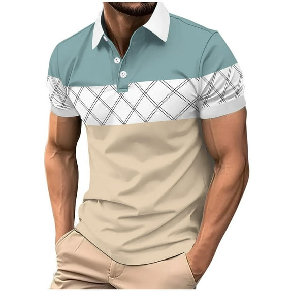 Arnsht Mens Fashion Color Block Pullover Shirts Casual Short Sleeve T Shirt Striped Moisture Wicking Golf Shirts Tops Yellow XL