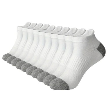 Arnsht Mens Socks Compression Running Socks Cushioned Crew Athletic Socks Breathable Long Socks Sports Work Socks 5 Pairs White S