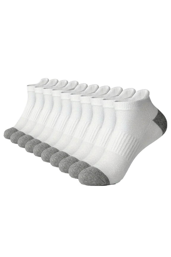 Mens Socks Compression Running Socks Cushioned Crew Athletic Socks Breathable Long Socks Sports Work Socks 5 Pairs White S
