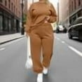 thumbnail image 1 of Arnsht Plus Size Sweatsuits Women 2 Piece Outfits Two Piece Crewneck Sweatshirts Sets Lounge Fall Sweatpants 2025 Tracksuits (L-5XL) Brown XXXXXL, 1 of 6