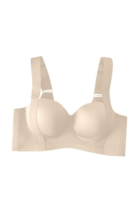 Push Up Bras for Women Support Padded Plus Size Wide Band Underwire Back Smoothing T-Shirt Bra Yellow XL