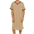 thumbnail image 1 of Arnsht (S-5XL) Big and Tall Men's Nightshirt Nightwear Comfort Cotton Sleep Shirt Henley Short Sleeve Lounge Sleepwear Yellow XXXXXL, 1 of 5