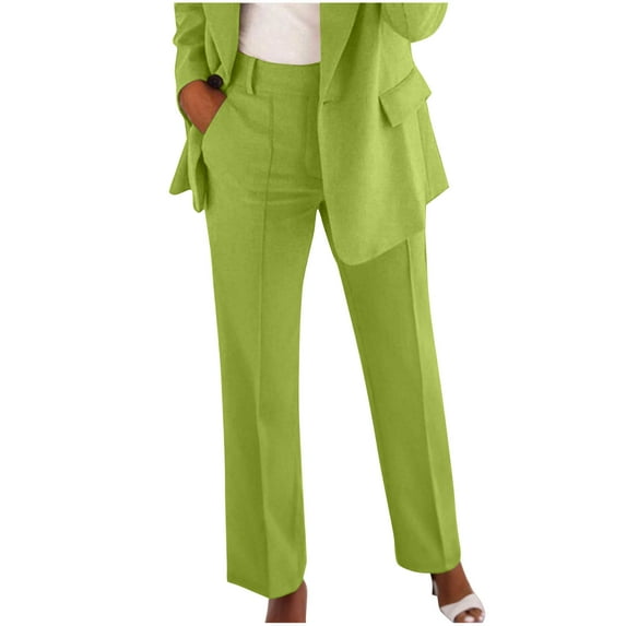 Arnsht (S-5XL) Plus Size Pants for Women Work High Waisted Dress Pants Business Casual Relaxed Fit Straight Leg Elastic Waist Trousers Green XXL