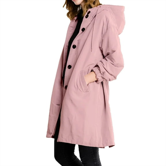 Arnsht (S-5XL) Plus Size Raincoat for Women Waterproof Rain Jackets with Hooded Hiking Coat Outdoor Lightweight Windbreaker Hood Trench Coat Pink XXL