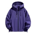 thumbnail image 1 of Arnsht (S-5XL) Plus Size Women's Lightweight Outdoor Solid Color Hiking Pocket Zipper Outerwear Wind-Proof Hooded Jacket Purple XL, 1 of 7