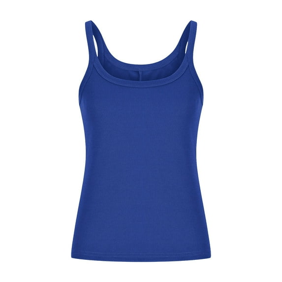 Arnsht (S-5XL) Plus Size Women's Tank Tops Sexy Square Neck Top Racerback Ribbed Camisoles Base Layer Slim Fit Tops Blue M