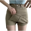 thumbnail image 1 of Arnsht Skorts Skirts for Women Denim Mini Skirt Side Slit with High Waisted Jean Shorts Stretchy Cowboy Skirt Yellow XL, 1 of 5