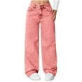thumbnail image 1 of Arnsht Straight Leg Jeans for Women,High Waisted Wide Leg Loose Stretchy Boyfriend Denim Pants Baggy Jeans for Women Pink L, 1 of 7