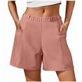 thumbnail image 1 of Arnsht Stretch Relaxed Shorts for Women Elastic High Waist Summer Lightweight Solid Color Casual Shorts with Pockets Pink S, 1 of 7