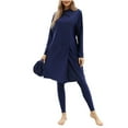 thumbnail image 1 of Arnsht Swimsuits for Women Full Coverage Swimwear Soft Comfortable Breathable Long Sleeve Solid Bathing Suit Burkini Swimsuits Beachwear Dark Blue M, 1 of 6