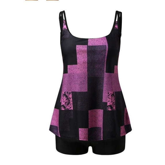 Arnsht Tankini Swimsuits for Women Two Piece Bathing Suits Tops with Boyshorts Print Sleeveless Halter Loose Fit Comfortable Breathable Swimwear Hot Pink M