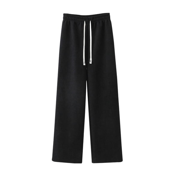 Arnsht Wide Leg Sweatpants Women Oversized High Waist Baggy Sweatpants Solid Color Fleece Casual Breathable Flowy Lounge Pants Black S