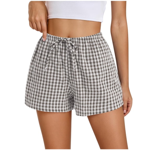 Arnsht Women Boxer Shorts with Pockets Loose Fit Comfy Breathable Drawstring Short Cotton Pajama Lounge Trendy Beach Casual Gray XL