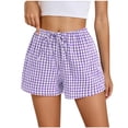 thumbnail image 1 of Arnsht Women Boxer Shorts with Pockets Loose Fit Comfy Breathable Drawstring Short Cotton Pajama Lounge Trendy Beach Casual Purple S, 1 of 7