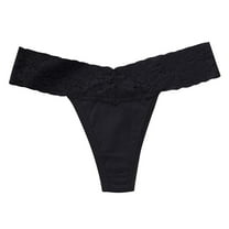Arnsht Women Cotton T-Back Thong Panties Ultra-thin Breathable Lace Underwear Briefs Low Waist Lingerie Black M