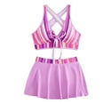 thumbnail image 1 of Arnsht Women Fashion Print Two Piece Swimsuit Tummy Control Bathing Suits Swimsuit with Skirt Front Lace Up High Waisted Bikini Sets Purple XXXXXL, 1 of 4
