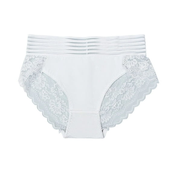 Arnsht Women Large Size Lace Mesh Sheer Panties High Waist Breathable Casual Briefs Seamless Underwear White XL