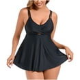 thumbnail image 1 of Arnsht Women Plus Size One Piece Skirt Swimsuit V Neck Wrap Tie Back Swimdress Tummy Control Bathing Suits Soft Comfortable Breathable Swimwear Black XXXL, 1 of 4