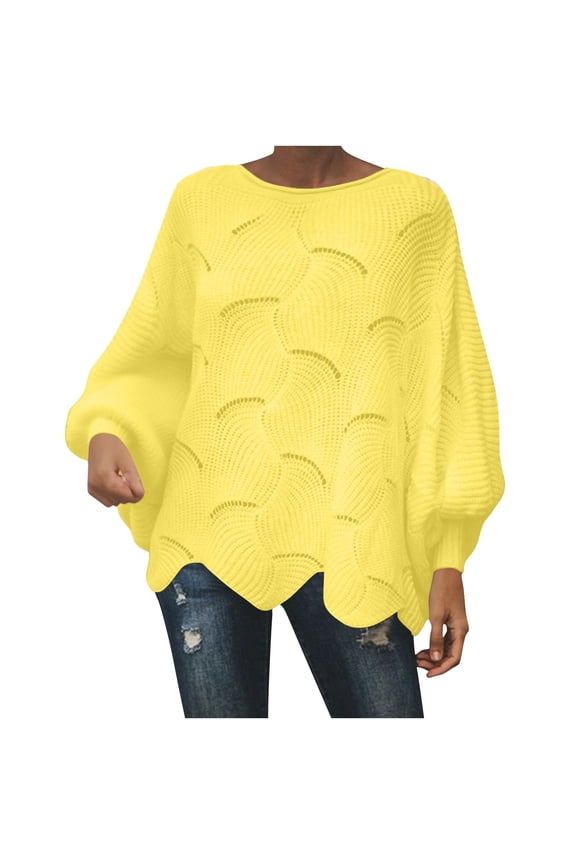Women Plus Size Soft Sweaters Casual Lightweight Crewneck Soft Knit Oversized Pullover Loose Fit Fall Jumper Top Yellow XXL