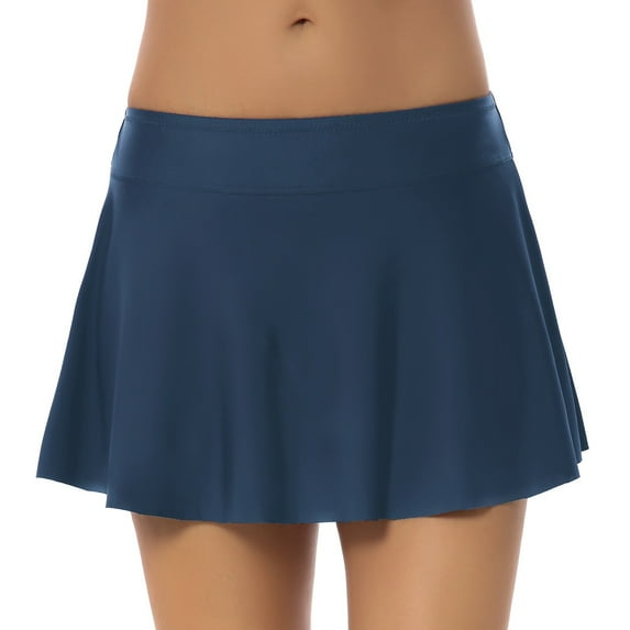 Arnsht Women Plus Size Swim Skirt Tummy Control Comfortable Breathable Split Swimsuit Bottom High Waisted Swim Suit Skirt with Pockets Blue XL