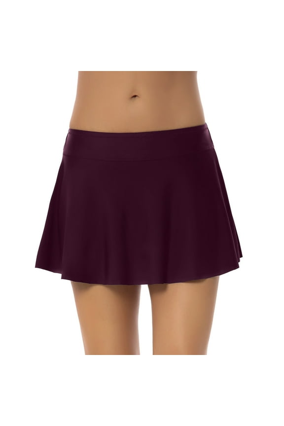 Women Plus Size Swim Skirt Tummy Control Comfortable Breathable Split Swimsuit Bottom High Waisted Swim Suit Skirt with Pockets Purple XL